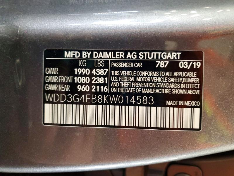 56410826 :رقم المزاد ، WDD3G4EB8KW014583 vin ، 2019 Mercedes-benz A مزاد بيع