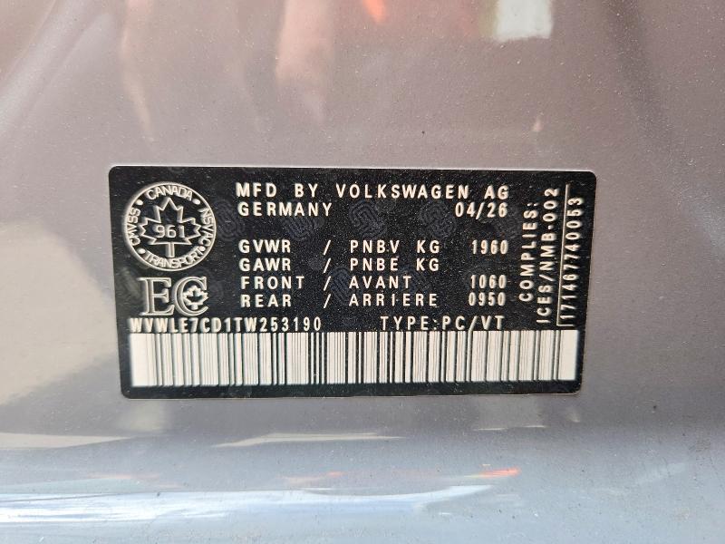Продажа на аукционе авто 2026 Volkswagen Gti, vin: WVWLE7CD1TW253190, номер лота: 57268336