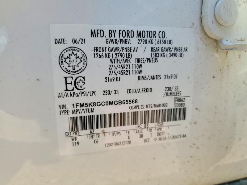 Aukcja sprzedaży 2021 Ford Explorer, vin: 1FM5K8GC0MGB65568, numer aukcji: 56640416
