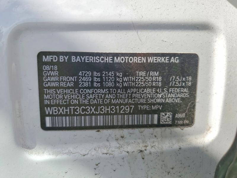 57586516 :رقم المزاد ، WBXHT3C3XJ3H31297 vin ، 2018 Bmw X1 مزاد بيع