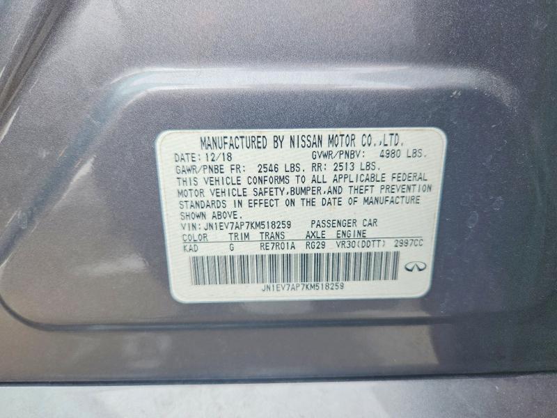 Продажа на аукционе авто 2019 Infiniti Q50, vin: JN1EV7AP7KM518259, номер лота: 55750296