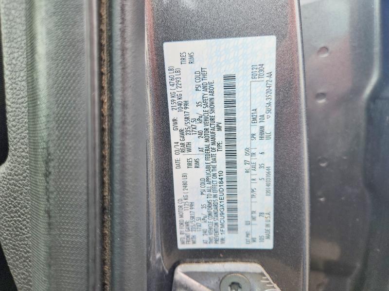 2014 Ford Escape მანქანა იყიდება აუქციონზე, vin: 1FMCU9GX1EUD18410, აუქციონის ნომერი: 55986726