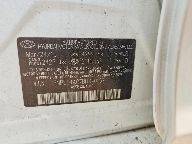 58757066 :رقم المزاد ، 5NPEC4AC7BH040157 vin ، 2011 Hyundai Sonata مزاد بيع