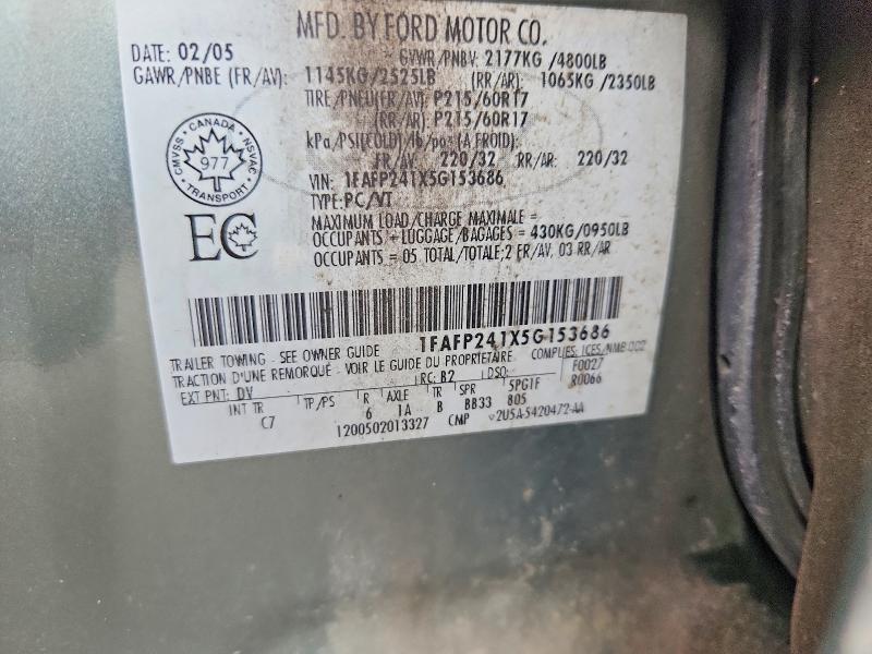 58124236 :رقم المزاد ، 1FAFP241X5G153686 vin ، 2005 Ford Five Hundred مزاد بيع