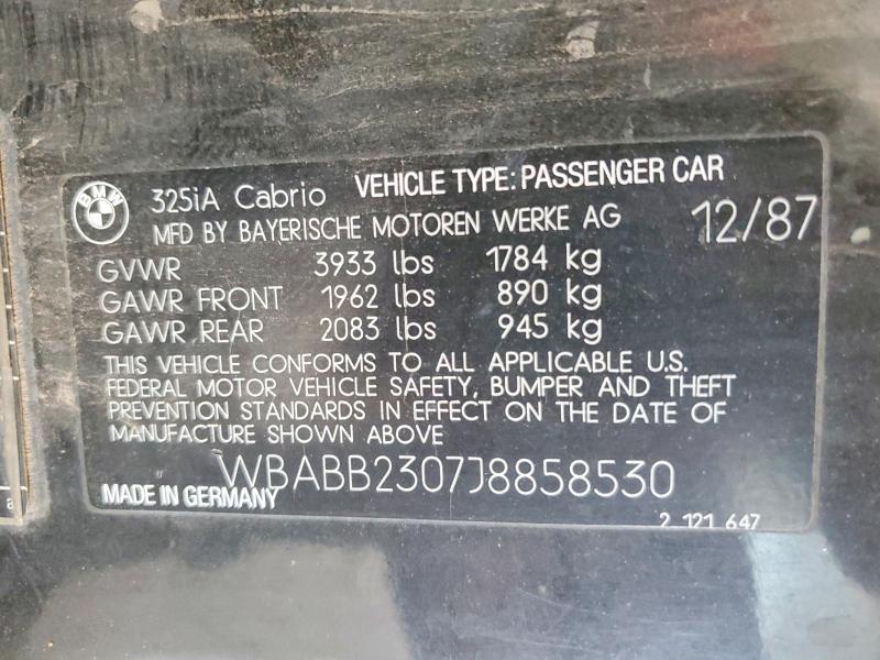 Продаж на аукціоні авто 1988 Bmw 325, vin: WBABB2307J8858530, номер лоту: 55472026