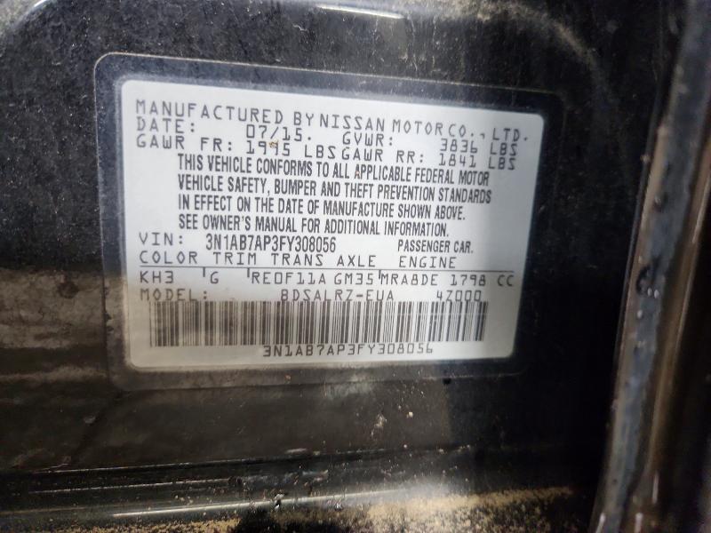 Продажа на аукционе авто 2015 Nissan Sentra, vin: 3N1AB7AP3FY308056, номер лота: 57346746