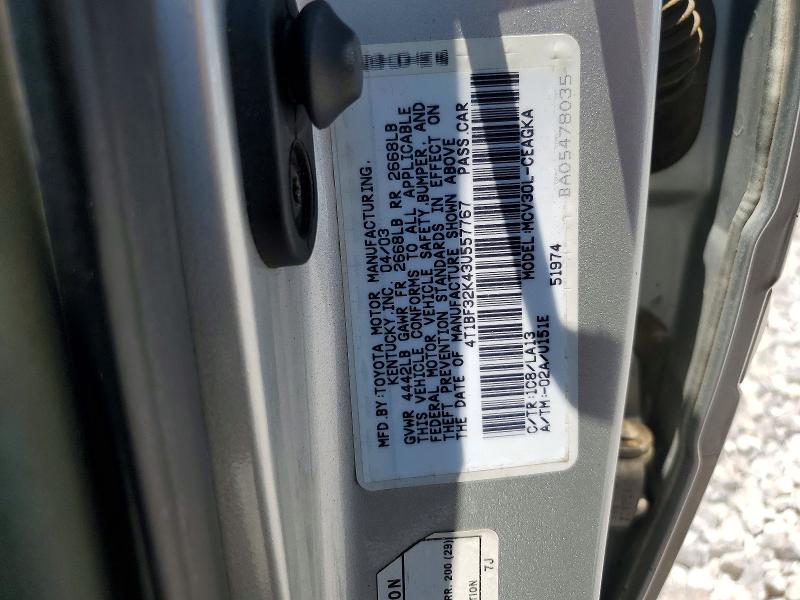 57736516 :رقم المزاد ، 4T1BF32K43U557767 vin ، 2003 Toyota Camry مزاد بيع