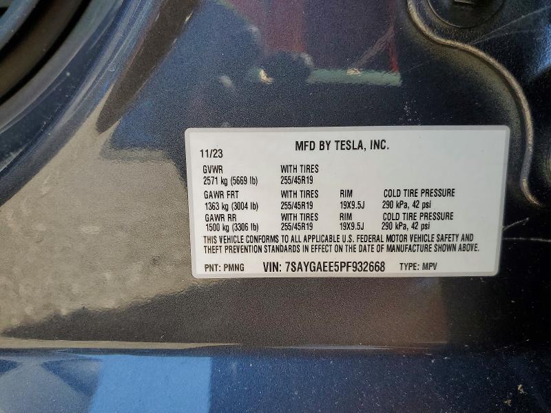 2023 Tesla Model Y მანქანა იყიდება აუქციონზე, vin: 7SAYGAEE5PF932668, აუქციონის ნომერი: 58975116