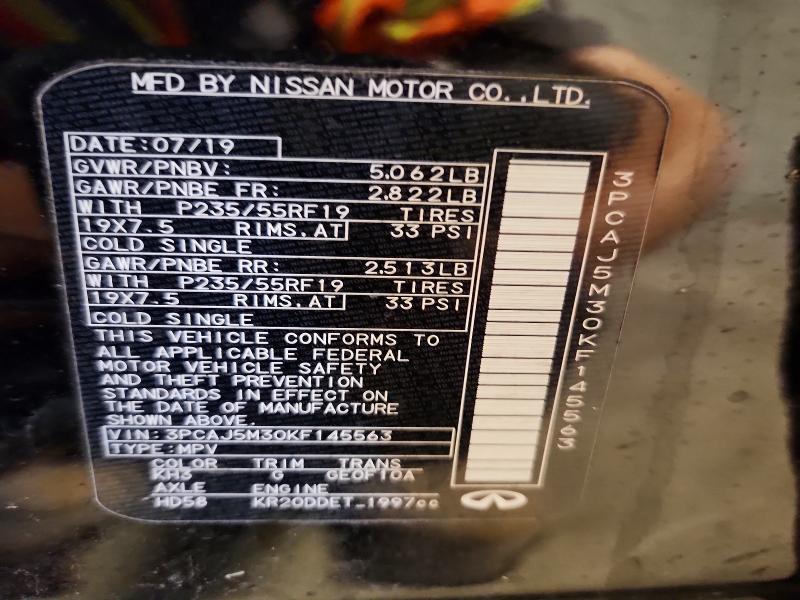 57752336 :رقم المزاد ، 3PCAJ5M30KF145563 vin ، 2019 Infiniti Qx50 مزاد بيع