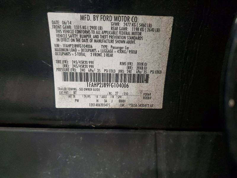 2015 Ford Taurus მანქანა იყიდება აუქციონზე, vin: 1FAHP2J89FG104006, აუქციონის ნომერი: 57995836