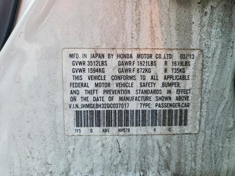 57185776 :رقم المزاد ، JHMGE8H32DC037017 vin ، 2013 Honda Fit مزاد بيع