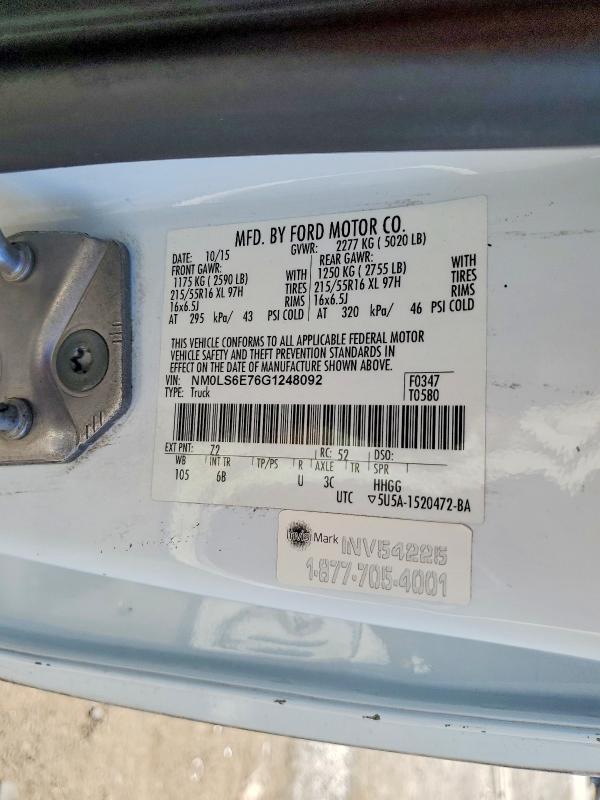 Продаж на аукціоні авто 2016 Ford Transit Connect, vin: NM0LS6E76G1248092, номер лоту: 57775946