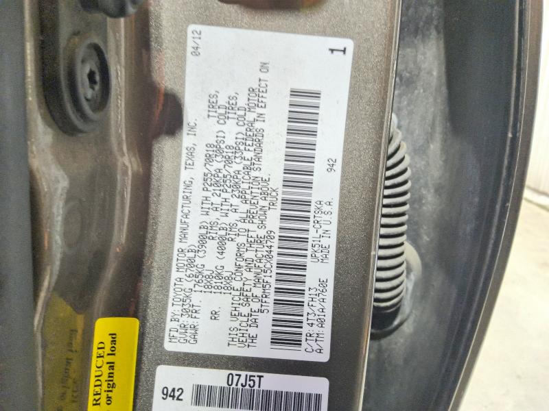 Auction sale of the 2012 Toyota Tundra, vin: 5TFRM5F15CX044709, lot number: 58750656