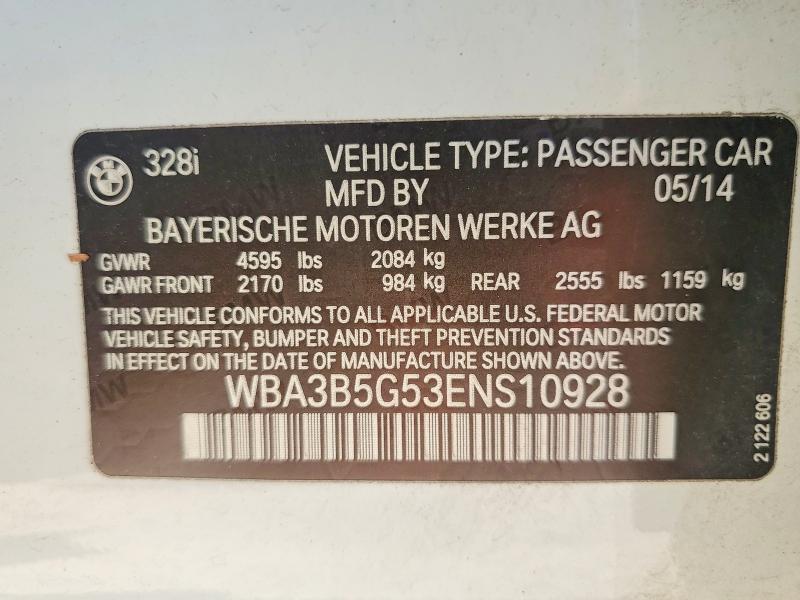 Aukcja sprzedaży 2014 Bmw 328, vin: WBA3B5G53ENS10928, numer aukcji: 58316506