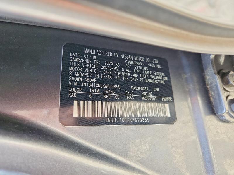 57696376 :رقم المزاد ، JN1BJ1CR2KW623855 vin ، 2019 Nissan Rogue Sport مزاد بيع