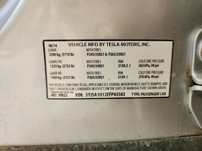 Продажа на аукционе авто 2014 Tesla Model S, vin: 5YJSA1H12EFP43583, номер лота: 56327816