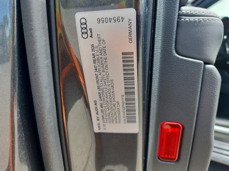 Aukcja sprzedaży 2023 Audi A4, vin: WAUEAAF43PN011118, numer aukcji: 59056036