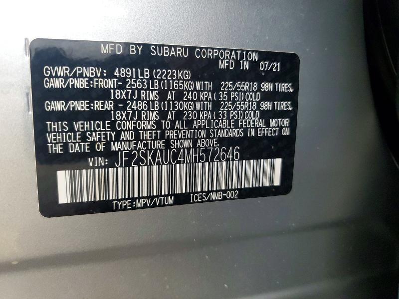 Продажа на аукционе авто 2021 Subaru Forester, vin: JF2SKAUC4MH572646, номер лота: 58653826
