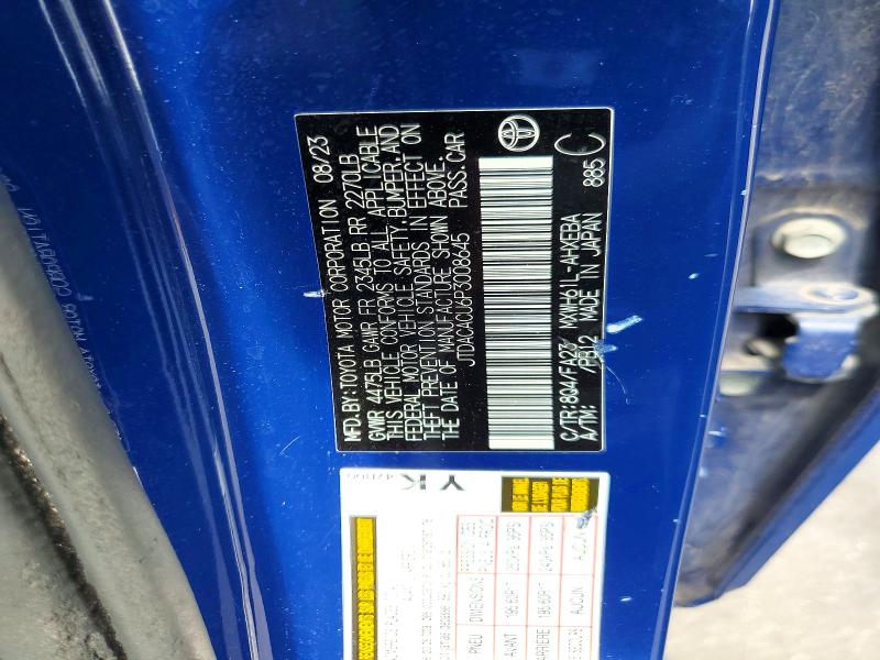 58147806 :رقم المزاد ، JTDACACU6P3008645 vin ، 2023 Toyota Prius مزاد بيع