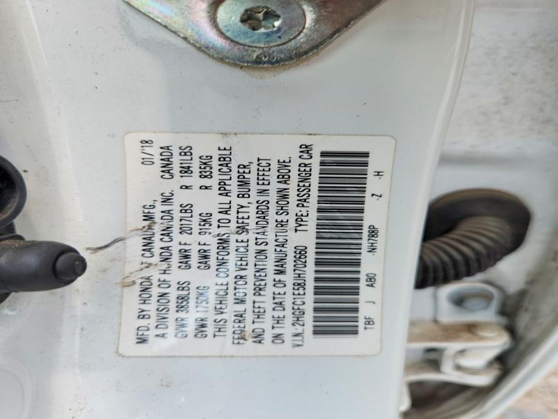 Продажа на аукционе авто 2018 Honda Civic, vin: 2HGFC1E58JH702660, номер лота: 58227626