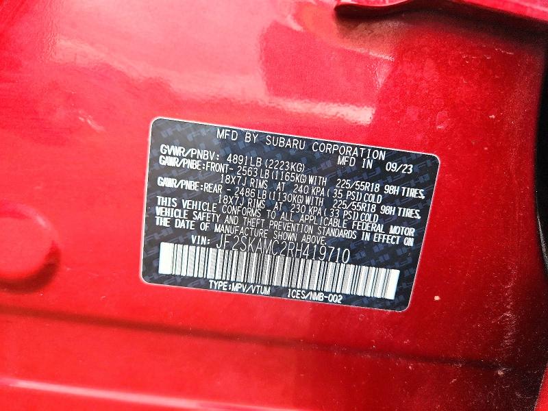 Продажа на аукционе авто 2024 Subaru Forester, vin: JF2SKAMC2RH419710, номер лота: 58192346