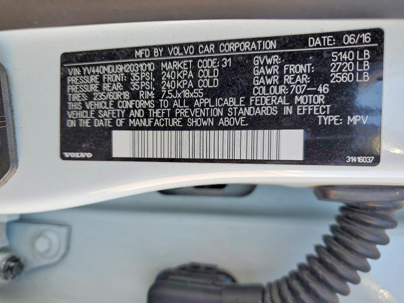 57502946 :رقم المزاد ، YV440MDU9H2031010 vin ، 2017 Volvo Xc60 مزاد بيع