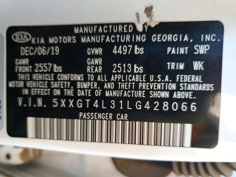 Продажа на аукционе авто 2020 Kia Optima, vin: 5XXGT4L31LG428066, номер лота: 56538086