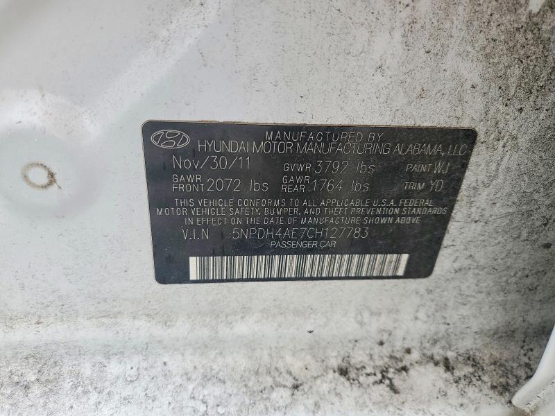 Aukcja sprzedaży 2012 Hyundai Elantra, vin: 5NPDH4AE7CH127783, numer aukcji: 57502126