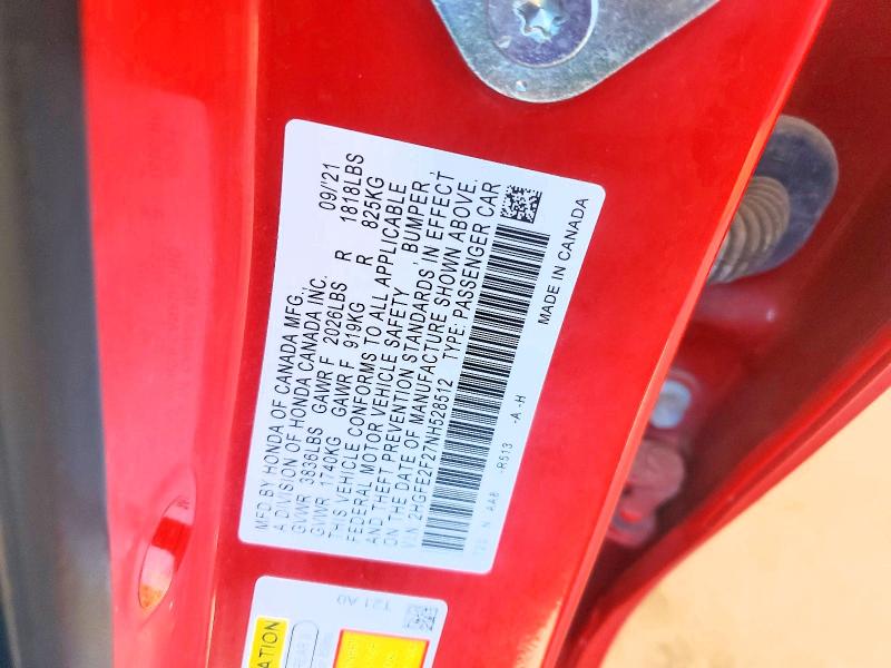 59888266 :رقم المزاد ، 2HGFE2F27NH528512 vin ، 2022 Honda Civic مزاد بيع
