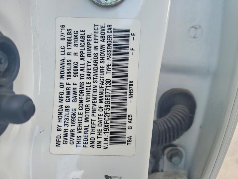 56489426 :رقم المزاد ، 19XFC2F59GE077130 vin ، 2016 Honda Civic مزاد بيع