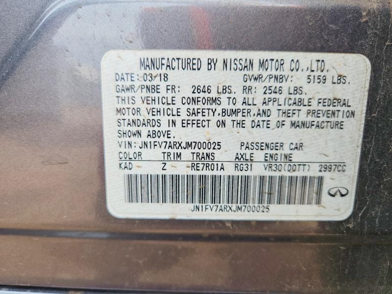 56271286 :رقم المزاد ، JN1FV7ARXJM700025 vin ، 2018 Infiniti Q50 مزاد بيع