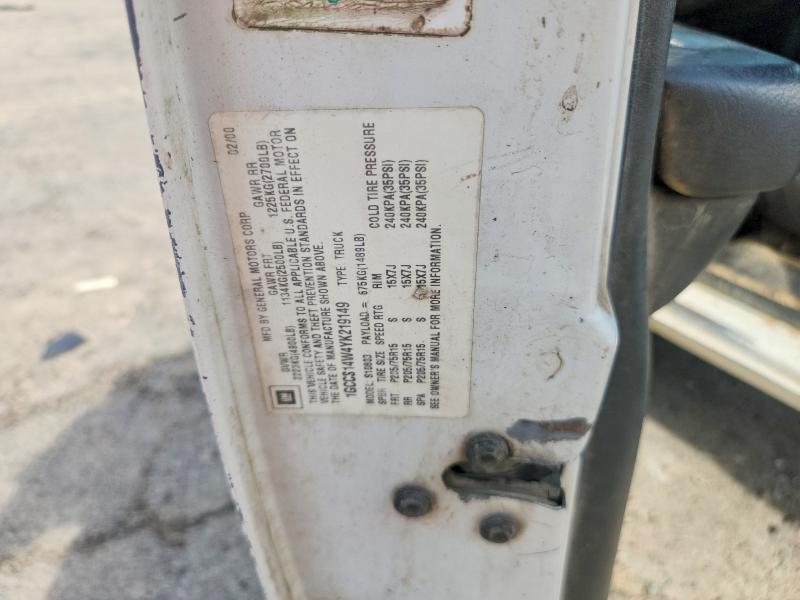 Aukcja sprzedaży 2000 Chevrolet S Truck, vin: 1GCCS14W4YK219149, numer aukcji: 56143486