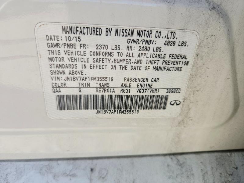 Aukcja sprzedaży 2015 Infiniti Q50, vin: JN1BV7AP1FM355519, numer aukcji: 56578276