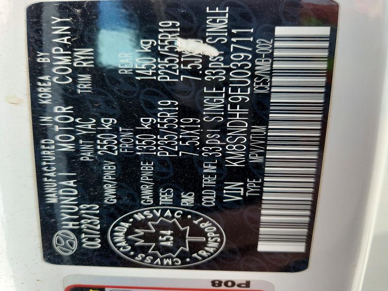 59166086 :رقم المزاد ، KM8SNDHF9EU039711 vin ، 2014 Hyundai Santa Fe مزاد بيع