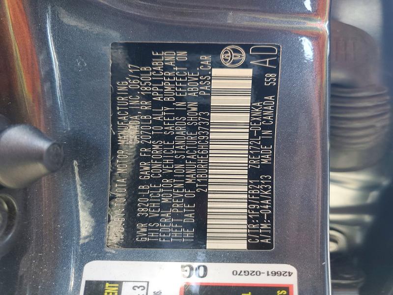 2017 Toyota Corolla მანქანა იყიდება აუქციონზე, vin: 2T1BURHE6HC937373, აუქციონის ნომერი: 55925506