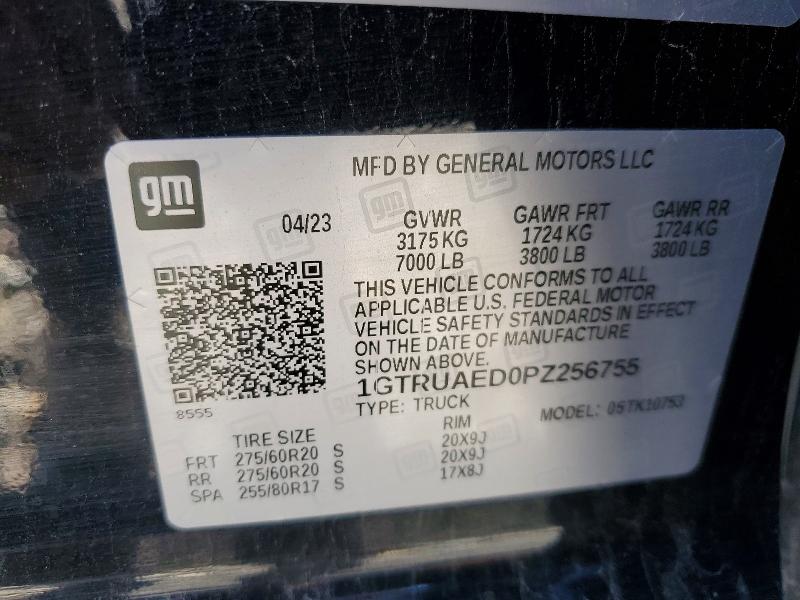Aukcja sprzedaży 2023 Gmc Sierra, vin: 1GTRUAED0PZ256755, numer aukcji: 57019816