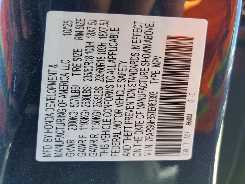 Aukcja sprzedaży 2026 Honda Cr-v, vin: 7FARS6H85TE063393, numer aukcji: 55637926