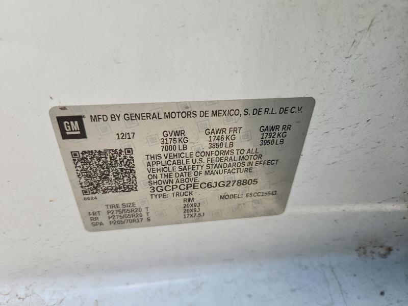 54279466 :رقم المزاد ، 3GCPCPEC6JG278805 vin ، 2018 Chevrolet Silverado مزاد بيع