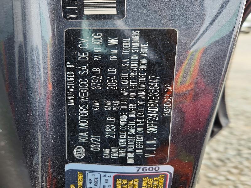 56290916 :رقم المزاد ، 3KPF24AD8ME356447 vin ، 2021 Kia Forte مزاد بيع