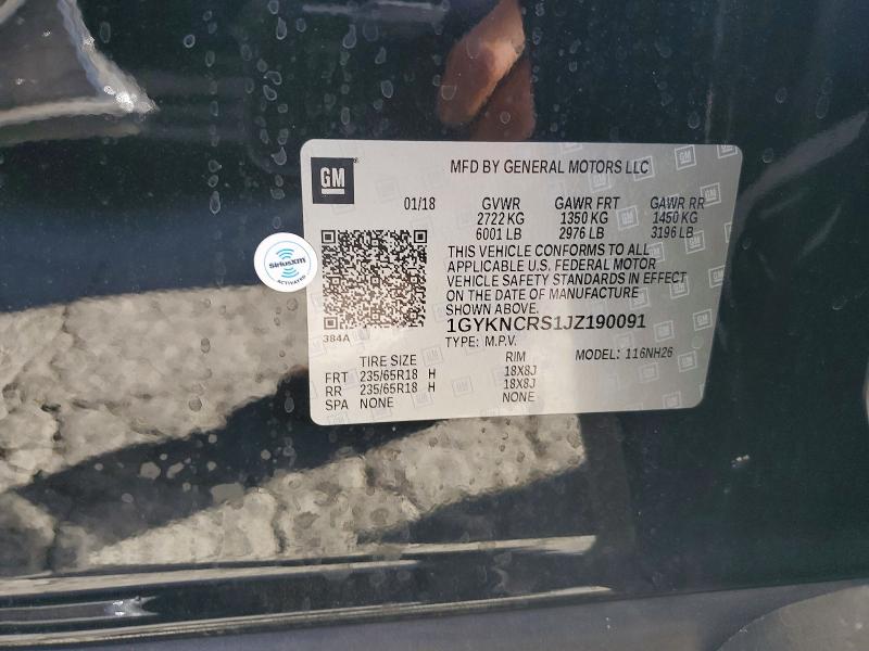2018 Cadillac Xt5 მანქანა იყიდება აუქციონზე, vin: 1GYKNCRS1JZ190091, აუქციონის ნომერი: 56620926