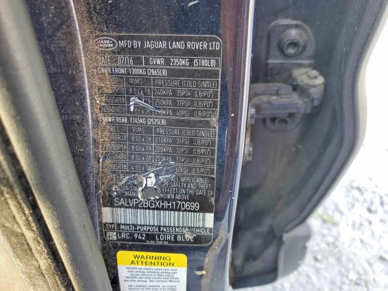 Продажа на аукционе авто 2017 Land Rover Range Rover Evoque, vin: SALVP2BGXHH170699, номер лота: 56543116