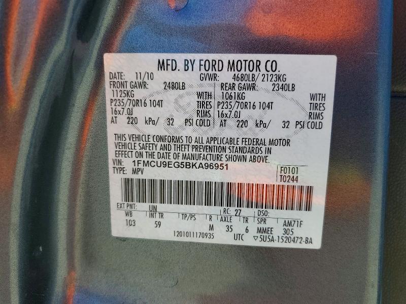 55559596 :رقم المزاد ، 1FMCU9EG5BKA96951 vin ، 2011 Ford Escape مزاد بيع