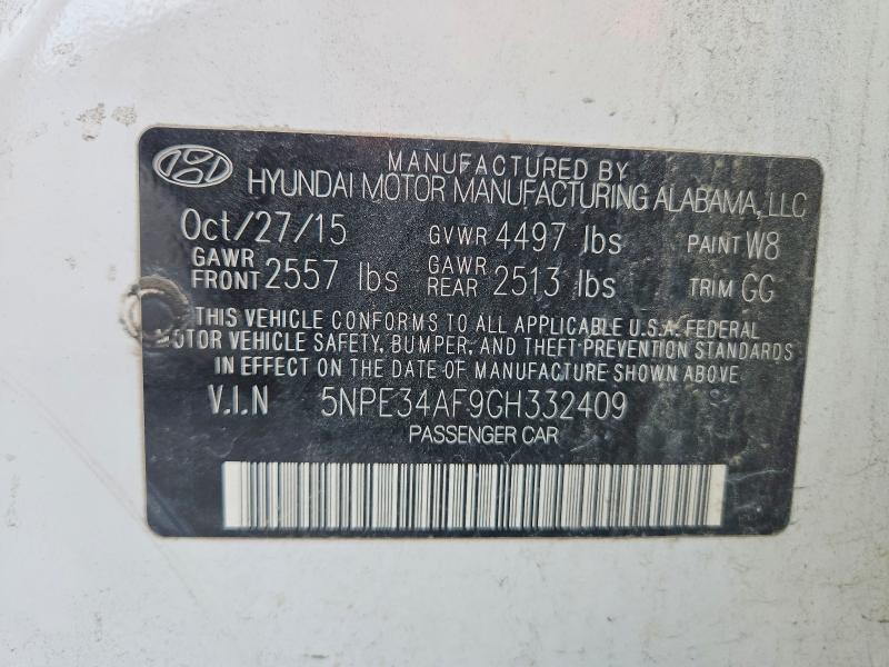 Aukcja sprzedaży 2016 Hyundai Sonata, vin: 5NPE34AF9GH332409, numer aukcji: 59086516