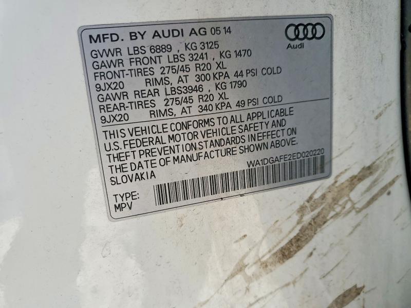 Aukcja sprzedaży 2014 Audi Q7, vin: WA1DGAFE2ED020220, numer aukcji: 53567966