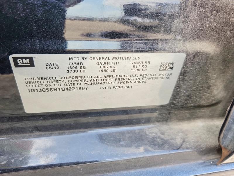 57877696 :رقم المزاد ، 1G1JC5SH1D4221397 vin ، 2013 Chevrolet Sonic مزاد بيع