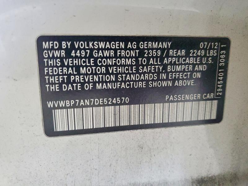 58485706 :رقم المزاد ، WVWBP7AN7DE524570 vin ، 2013 Volkswagen Cc مزاد بيع