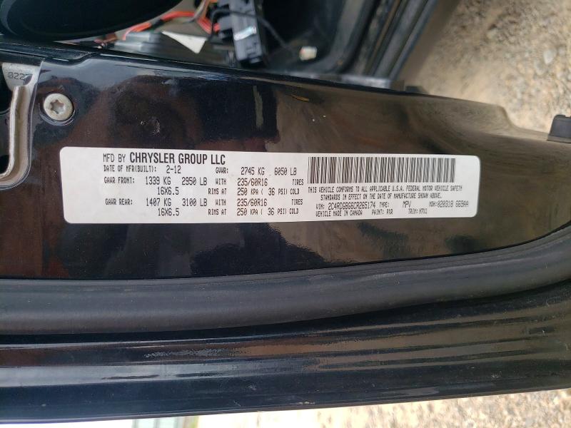54780086 :رقم المزاد ، 2C4RDGBG6CR265174 vin ، 2012 Dodge Grand Caravan مزاد بيع