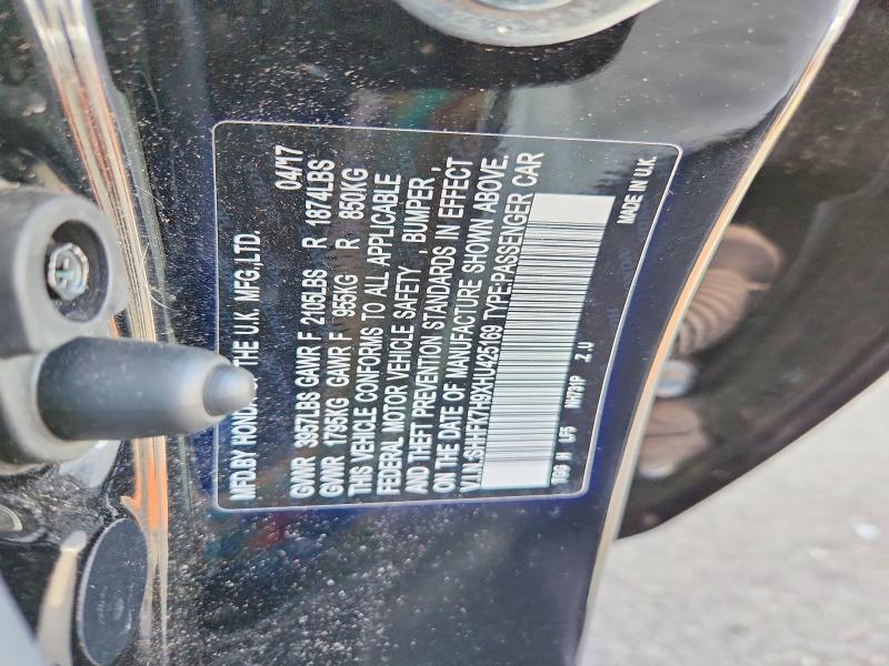 Aukcja sprzedaży 2017 Honda Civic, vin: SHHFK7H9XHU425169, numer aukcji: 58845166