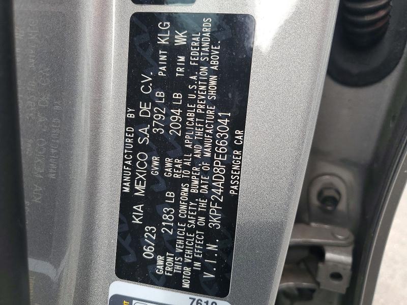 2023 Kia Forte მანქანა იყიდება აუქციონზე, vin: 3KPF24AD8PE663041, აუქციონის ნომერი: 55976926