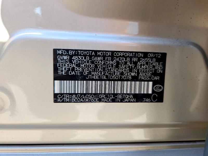 Aukcja sprzedaży 2013 Lexus Gs, vin: JTHBE1BL1D5017078, numer aukcji: 57409786